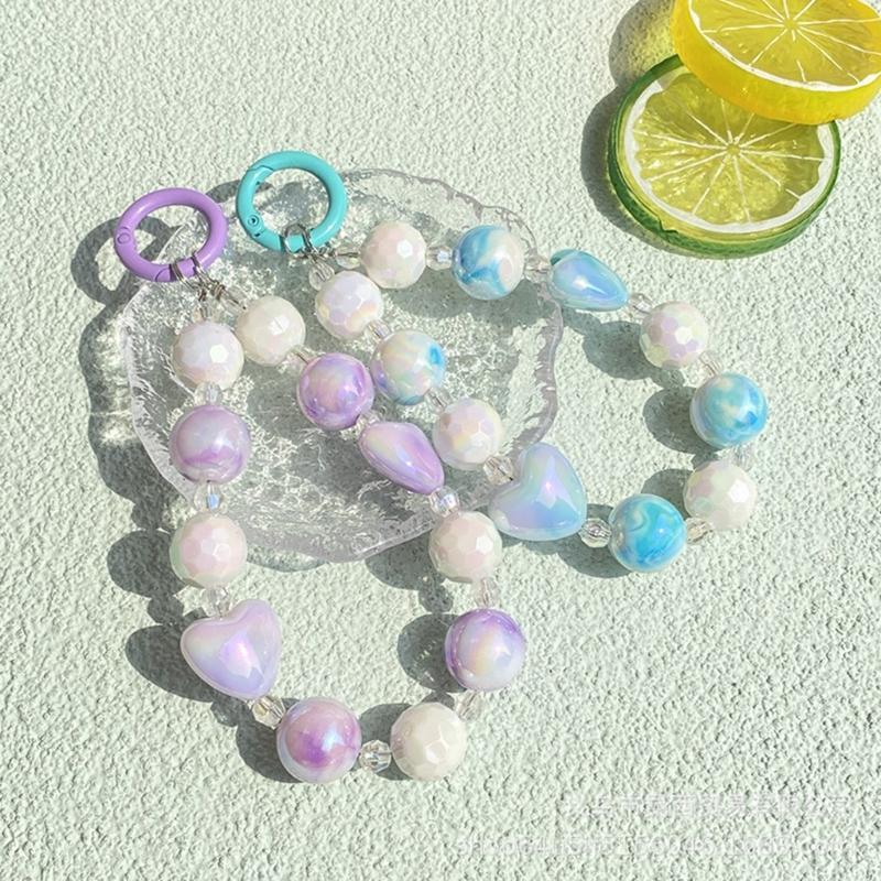 Handmade Beaded Phone Chain Elegant Crystal Wristlet, Fashionable Wrist Lanyard Accessories Suitable for Smartphone Bags