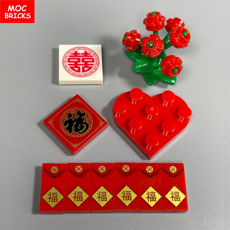 MOC Фигурка из кубиков Браслет бриллиантовая невеста жених Брак Жениться свадьба Цепочка Строительные блоки Собранный Детские игрушки для друзей Подарок
