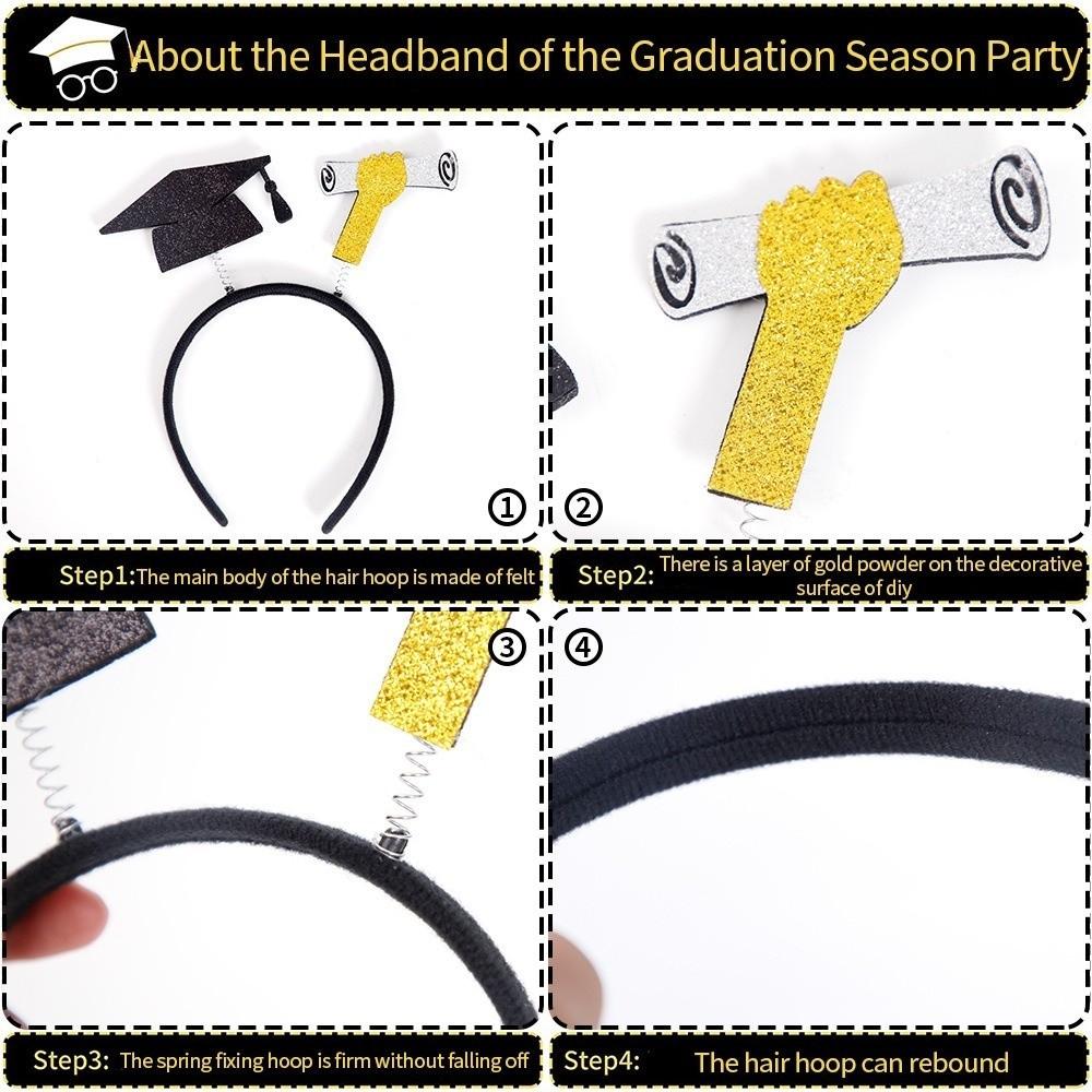 Celebrate Graduation Cap Headband Non-slip Colorful Bachelor Cap Hair Hoop Personality Shiny Doctoral Hat Headdress