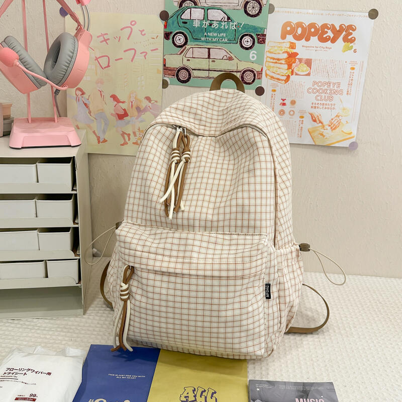 Студенческий школьный рюкзак Женский легкий водоотталкивающий клетчатый рюкзак Дорожный рюкзак