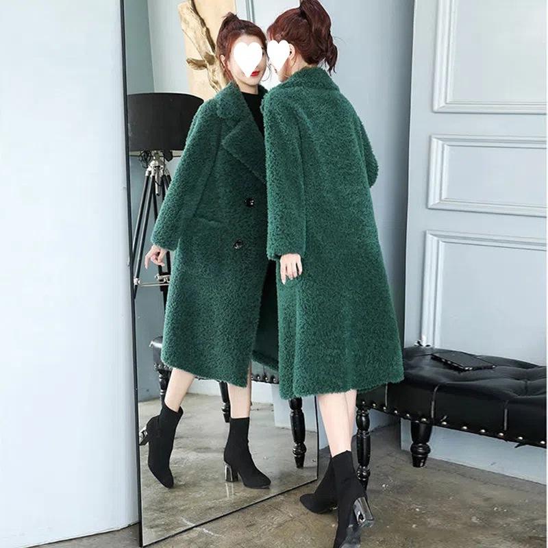 Зима Последний Меховой Один Мех Ягненка Пальто Женский Свободный Крой Утепленный Корейская Версия Длинного Пальто