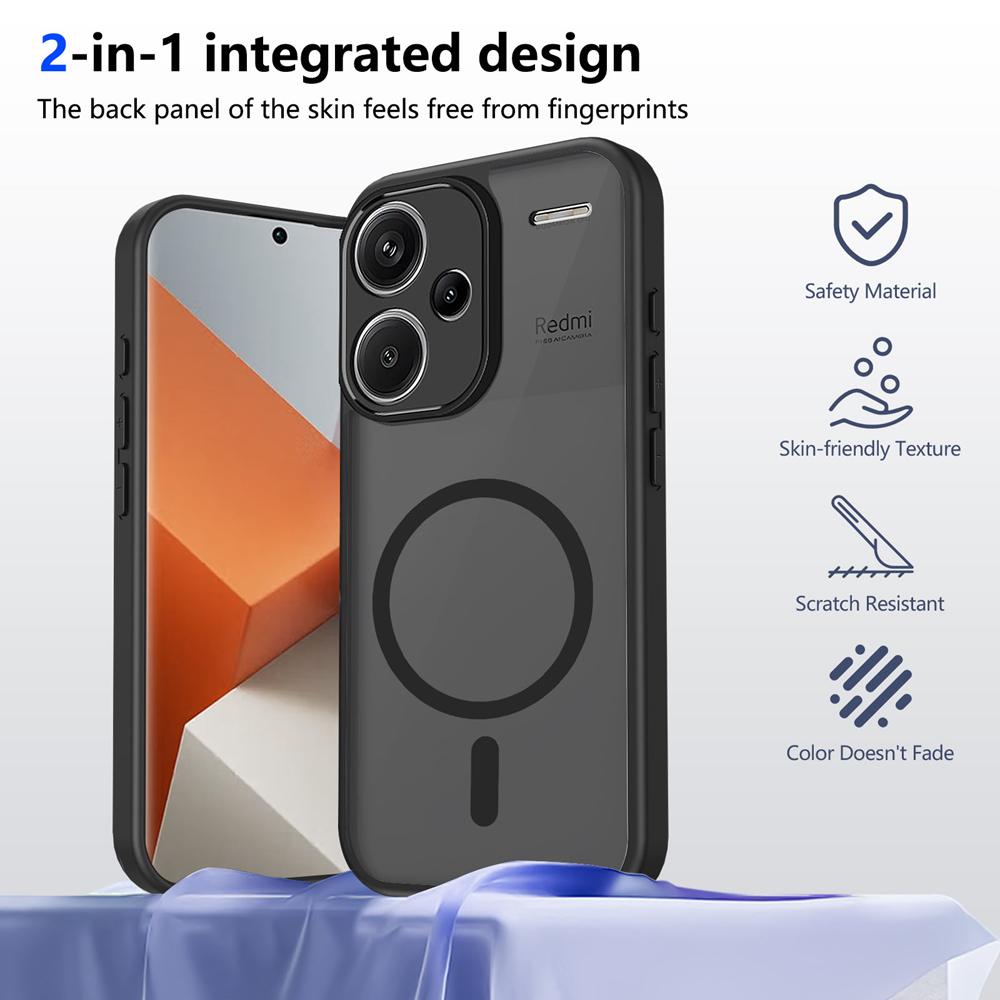 KEYSION Магнитный чехол для телефона для Redmi Note 13 Pro+ 5G Силикон+ПК Матовый Полупрозрачный Прозрачный Ударопрочный чехол для Redmi Note 13 Pro+ 5G