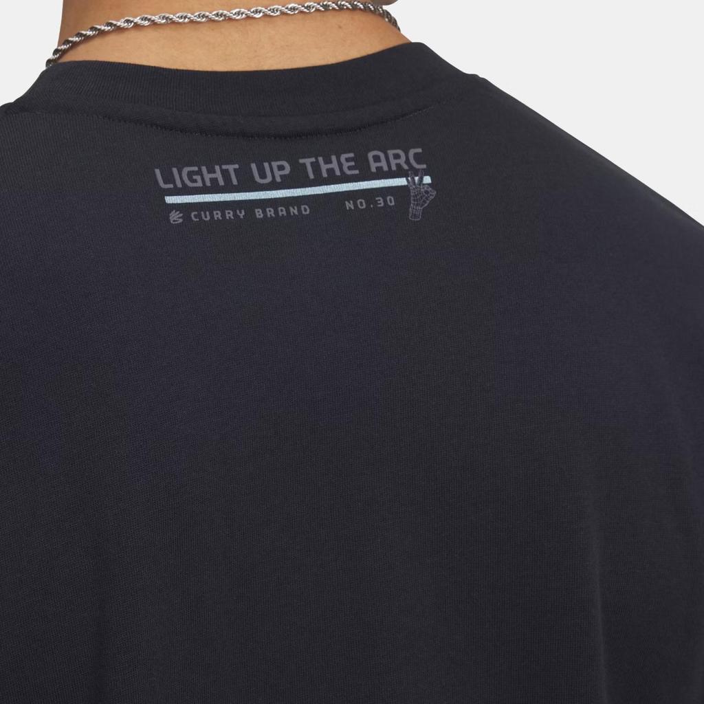 Under Armour Curry Тяжеловесная Стильная Простая Эстетичная Модная Футболка с Коротким Рукавом Мужские Топы Черный 1390404-001