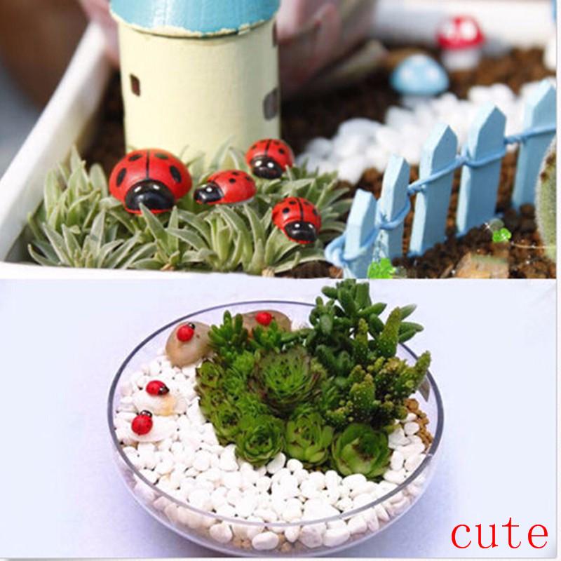 50шт миниатюрный DIY маленький садовый декор Coccinella Septempunctata изделия из смолы