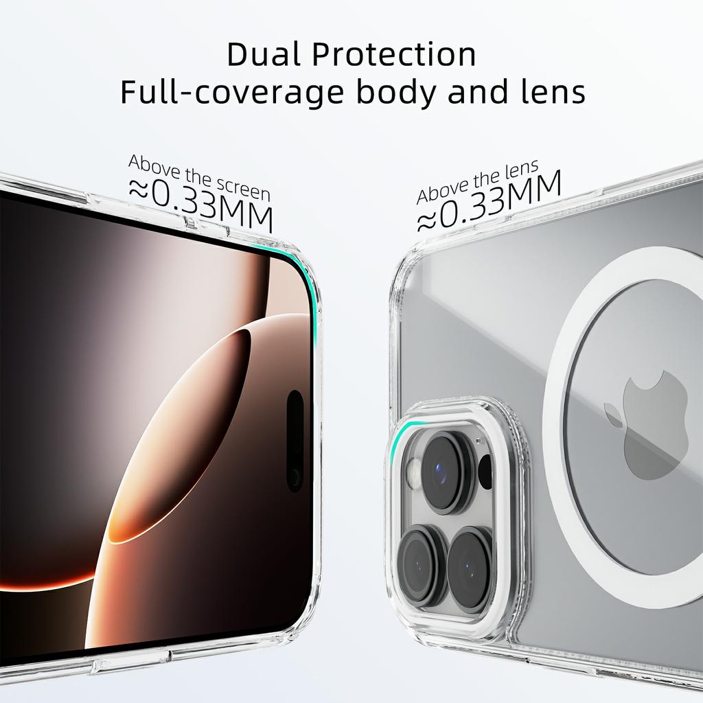 Для чехла iPhone 16 Pro Max, совместимого с MagSafe, прозрачная задняя крышка из ТПУ и ПК, устойчивая к царапинам