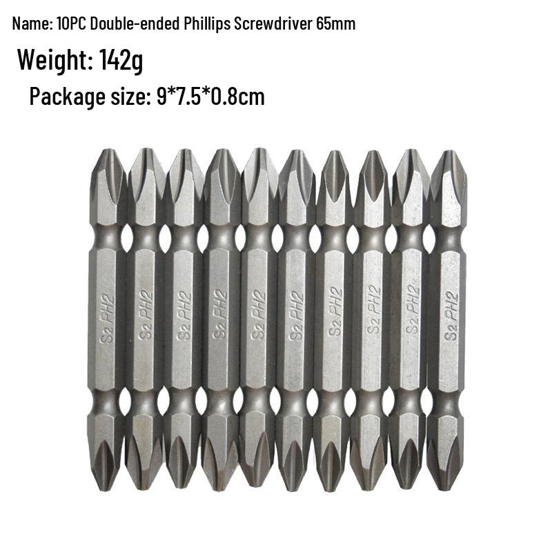 Набор из 10 бит для отвертки Phillips PH2, 65 мм, двусторонние, материал S2