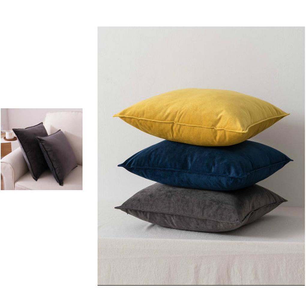 Seat Cushion Cover Solid Color Velvet Replacement Soft Decorative Reusable Zipper Sofa Pillow Case Accessories