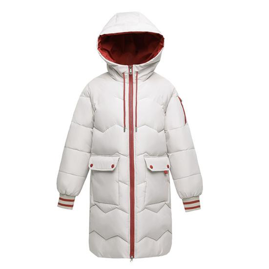 Зимнее пуховое пальто Утолщенный с капюшоном Защита шеи Карманы Застежка-молния Затягивающийся шнурок Ветрозащитный Сохранение тепла Повседневная верхняя одежда для холодной погоды Хлопок