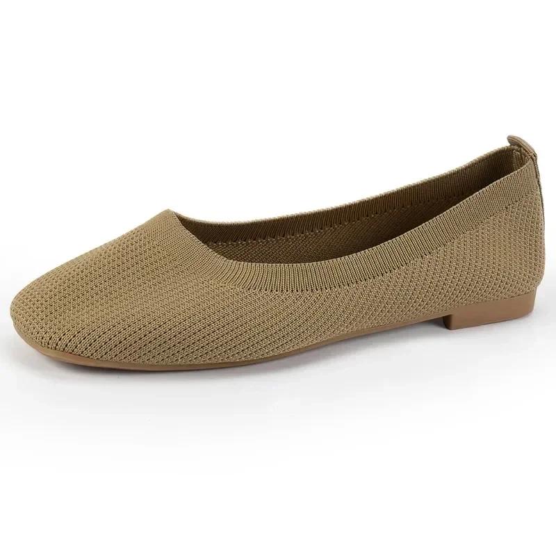 Модная весна и осень, новая верхняя одежда, однотонная, негабаритная, неглубокая обувь, женская трикотажная, удобная, плоская обувь для женщин