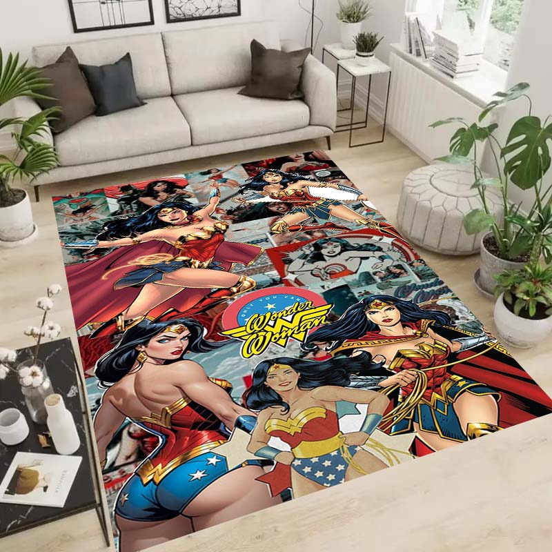 Wonder Woman pattern rug, suitable for living room, bedroom, bedside, balcony and other places, Nordic style decorative rug,