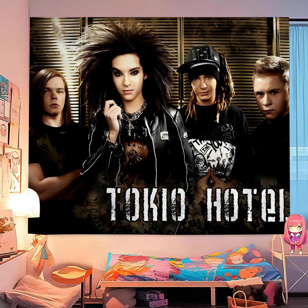 Tokio Hotel Рок-группа Билл Каулитц Сделай сам Настенный гобелен Подвесной Таро Хиппи Настенные ковры Общежитие Домашний декор