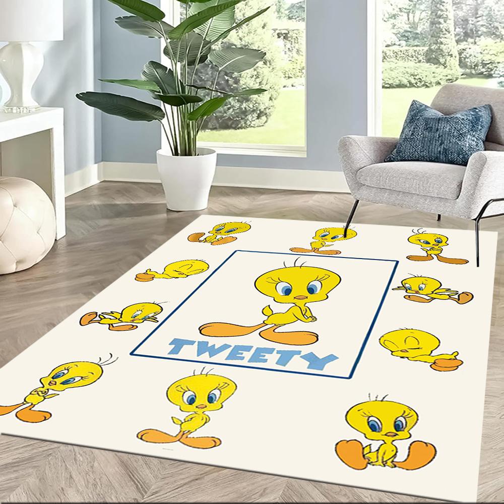 Tweety Bird Collage Square rugs are a great choice for living rooms, bedrooms, home décor, and as gifts.