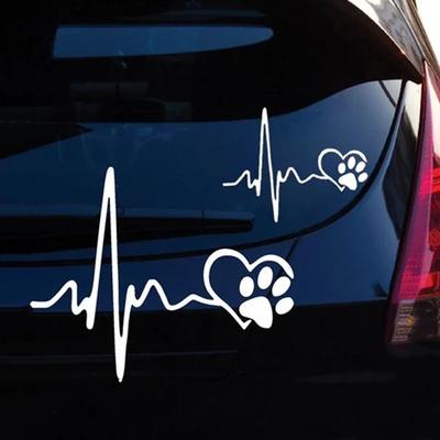 Автомобильная наклейка Сердцебиение Любовь Следы Собаки Забавные Авто Наклейки Светоотражающая Виниловая Наклейка Авто Декор Аксессуары