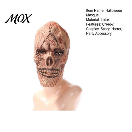 Scary Haunted House Prop Halloween Masque, Horror Full Face Latex Masque Skin Friendly for Costume, Cosplay Party, Realistic Skeleton Headgear