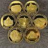 7 Types Gifts Gold Plated New Seven Wonders of The World Commemorative Coin