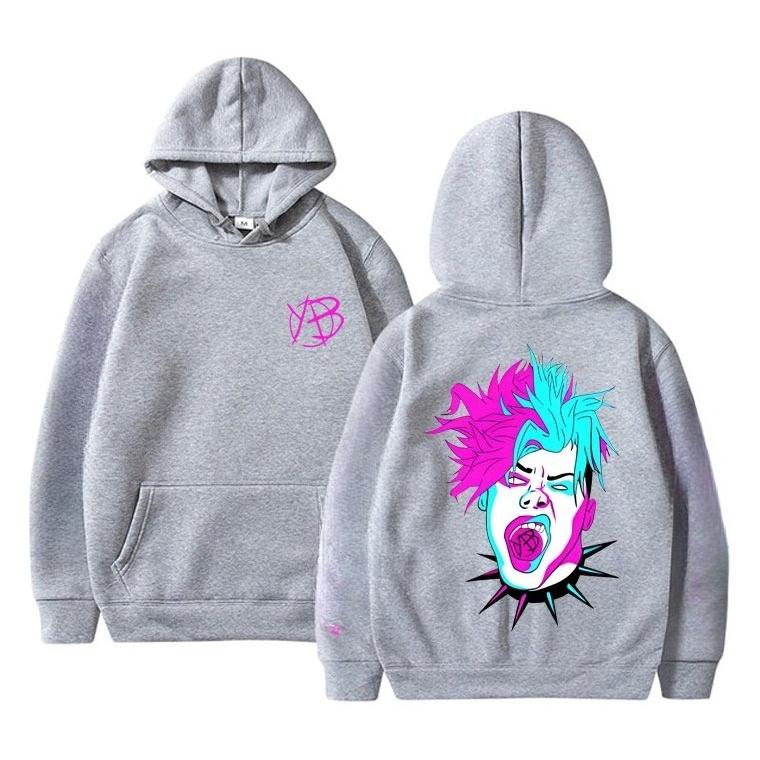 Singer Yungblud Face Double Sided Graphic Hoodie Men Women's Rock Vintage Popular Streetwear Unisex Fashion Cotton Pullover
