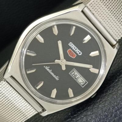 ЯПОНИЯ ВИНТАЖ SEIKO 5 АВТОМАТИЧЕСКИЕ 6309A МУЖСКИЕ ЧАСЫ ЧЕРНОГО ЦВЕТА С ЦИФЕРБЛАТОМ a701266-5
