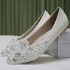 Large Size Flat Pointy Rhinestone Lace Wedding Shoes Bridal Shoes Dancing Bridesmaid Shoes Comfortable Flat Heel Shoes Women