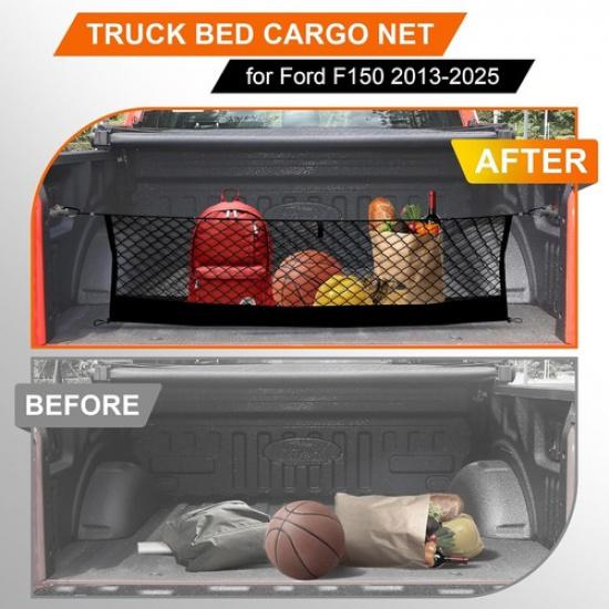 Pickup Truck Bed Envelope Style Cargo Net For Silverado/GMC Sierra 1500/Tundra