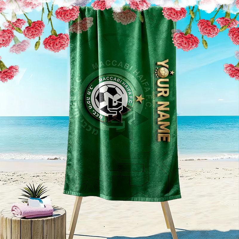 Custom Name,Maccabi Haifa F.C Print Beach Towel, Large Soft Quick Dry Towel for Beach Camping Swimming