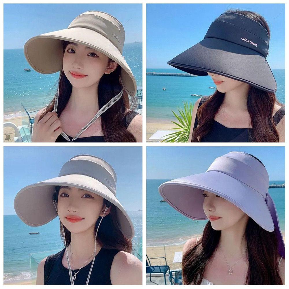 Анти-УФ-защитная шляпа с пустым верхом, широкополая шляпа от солнца, весенняя женская шляпа-рыболов унисекс