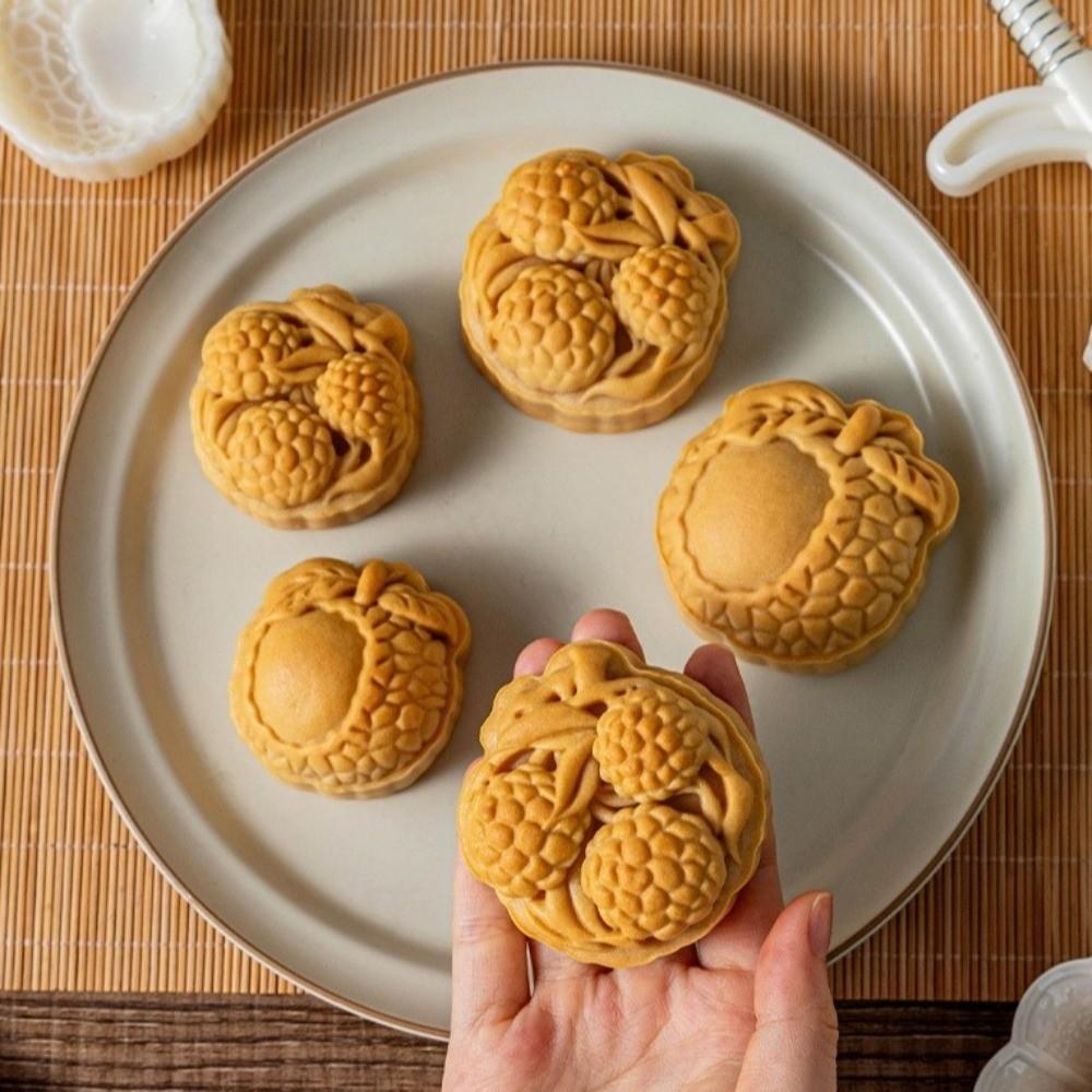 Non-Stick Litchi Shaped Mooncake Mold Plastic Pastries Mold Cookie Stamp Mid-Autumn Festival