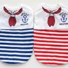 Spring/Summer Navy Striped Dog Cat Pet Clothes Vest Red Bow Tie Supplies