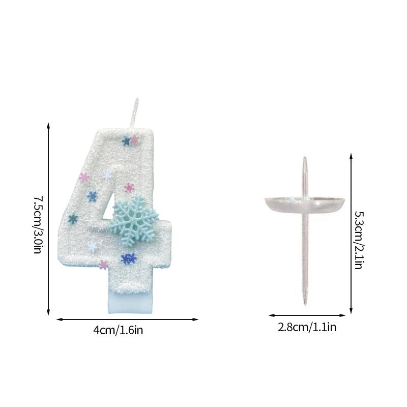 Цифровая Свеча для Украшения Торта Снежинка Свечи с Цифрами для Девочки Ребенка Топпер для Торта на День Рождения Вечеринка Baby Shower Рождественский Декор