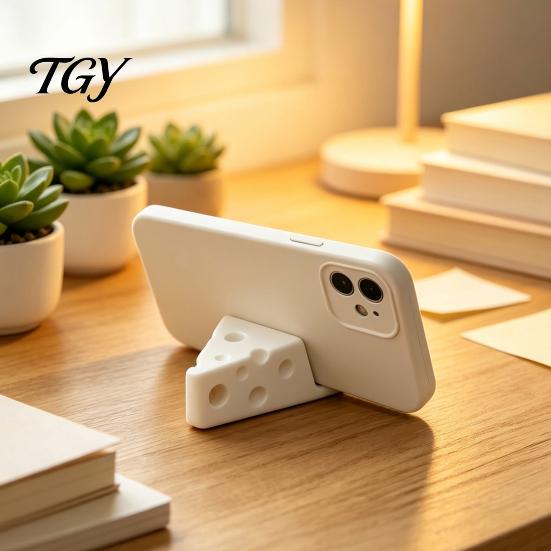 Нескользящая подставка для телефона 3D-печать Держатель для сыра, Милый мини-держатель с кольцом-брелоком для просмотра видео на рабочем столе, Легкий портативный для планшета Офисный стол