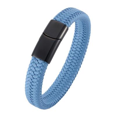 Новые панк-кожаные мужские синие плетеные веревочные цепочки из нержавеющей стали с магнитной застежкой, модные браслеты, подарок BB0003