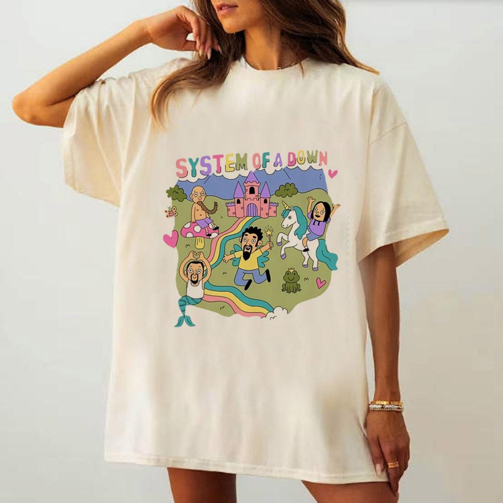 System of a Down t shirt teen Pastel Pop Culture University top tees Comfortable Punk Graphic Retro Pastel korean clothes
