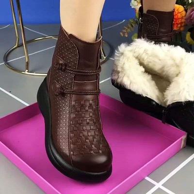 2025 осень и зима новые хлопковые ботинки ботинки Мартин платформа маффин короткие ботинки мех интегрированный зимние ботинки шерстяные женские ботинки