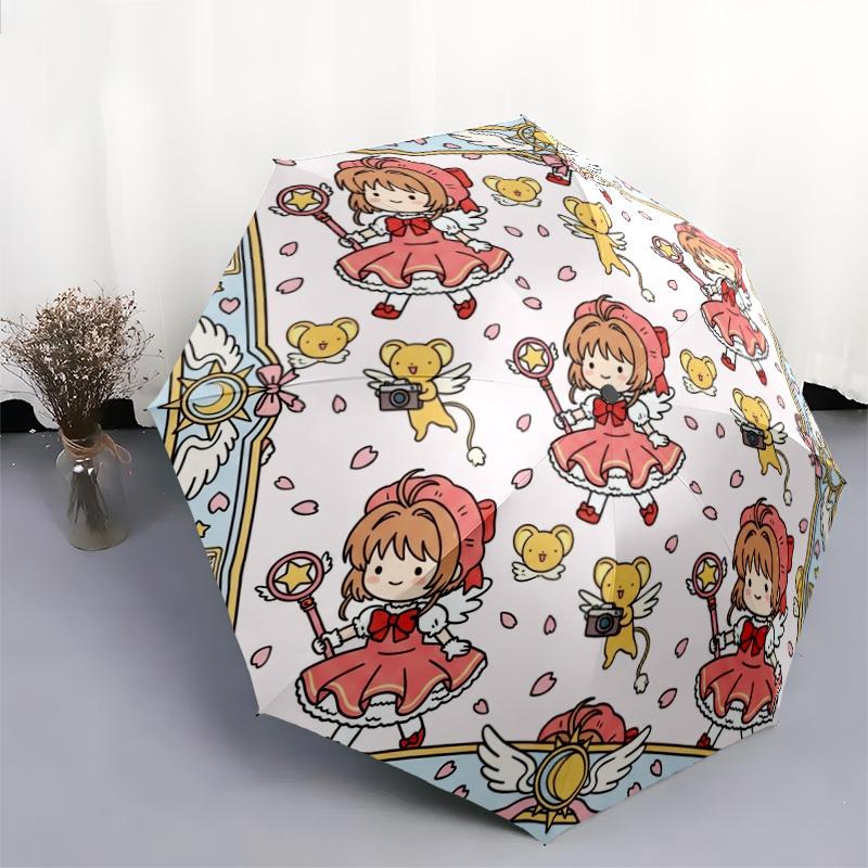 1 шт. Автоматический складной зонт с рисунком Cardcaptor Sakura, 8 спиц, портативный, складной, для путешествий, Рождественский, День рождения, Подарок