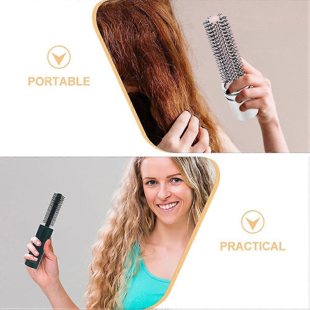 2pcs Retractable Round Brush For Blow Drying And Styling Travel Size Hair Brush For Curly Hair Compact Roll Brush For Women And Men