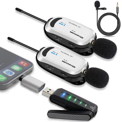 Беспроводной микрофон USB Alvoxcon Беспроводной микрофон ПК-микрофон Телефон Android iPhone Штыревой микрофон с разъемом для наушников Громкоговоритель UHF Recording
