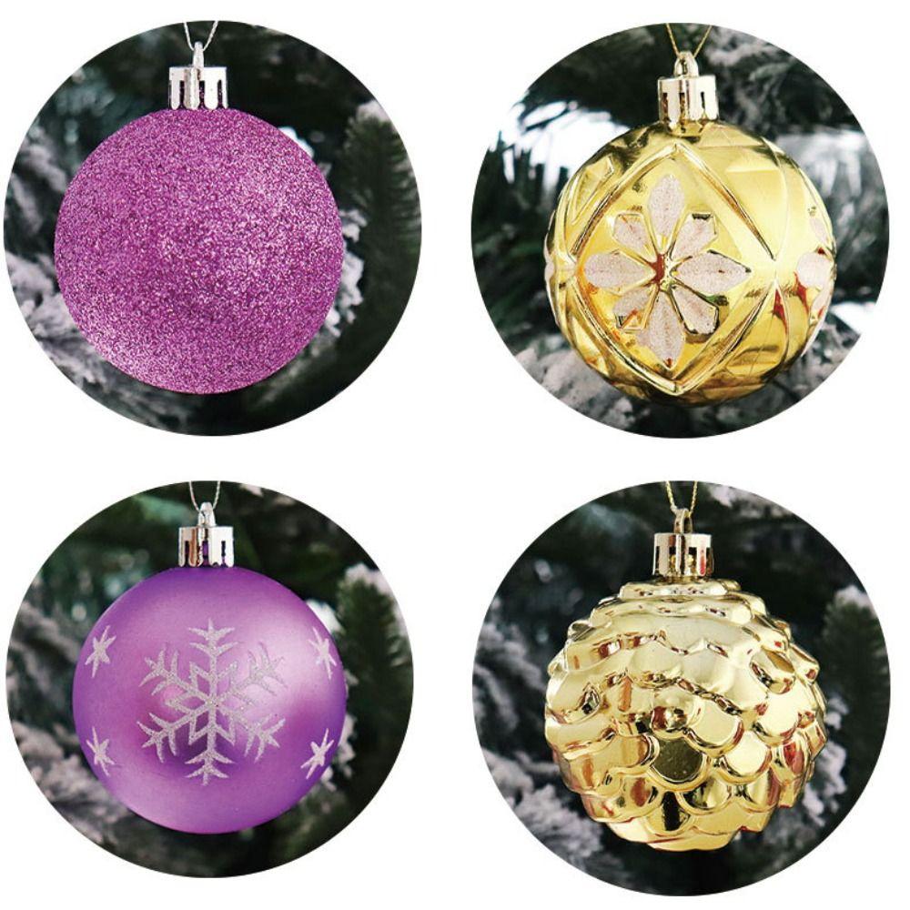 16pcs Shatterproof Painted Christmas Balls Set Plastic Xmas Tree Pendants  Holiday Party Ornament