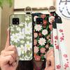 Shockproof Silicone Phone Case For Sharp Aquos Sense4 4G/Sense 5G Kickstand Waterproof Phone Holder Wristband Flower