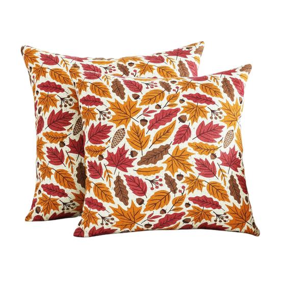 2 шт. Наволочки для подушек с осенним рисунком кленовых листьев, сменного дизайна, наволочка, моющаяся, супермягкая, многоразовая, чехлы для диванных подушек
