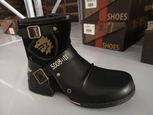Fashion 2024 New In Men Boots Luxury Handmade Men Ankle Boots Metal Buckle Zipper Motorcycle Boots Outdoor Plus Size 39-48 Punk Bottines