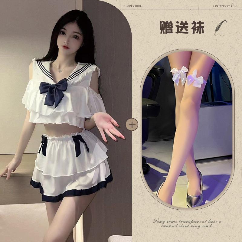 Sex underwear seduction outfit sexy sailor pure desire wind pure JK uniform perspective bed soft girl uniform suit