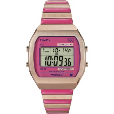 Часы Timex 80 Timex 80 Розовый циферблат Нержавеющая сталь Акрил Кварцевые часы Бренд TW2W41600 Розовый [TIMEX] Женские [Товар]