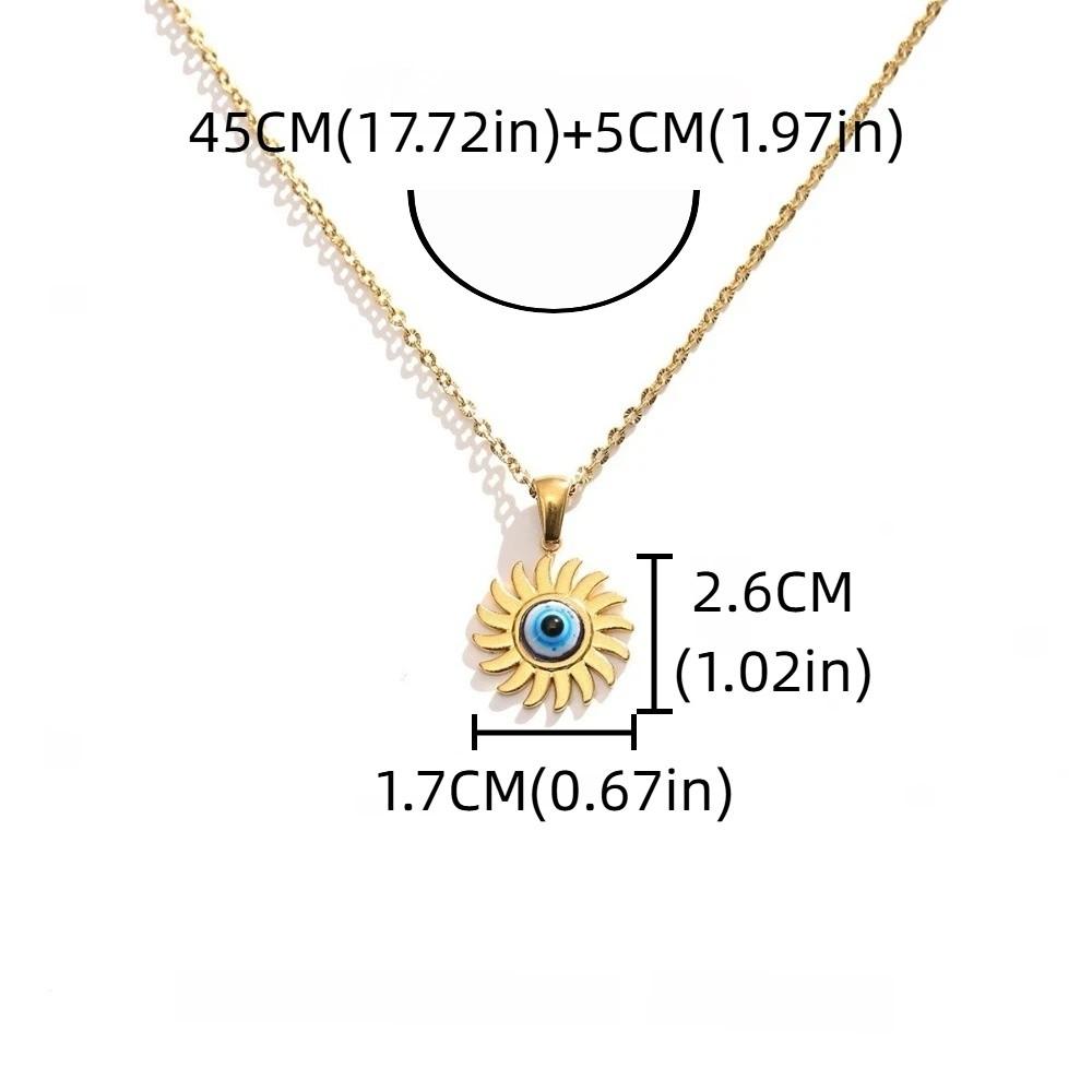 Minimalist Blue Eye Pendant Necklace Stainless Steel Geometric Jewelry  Wedding