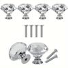10pcs 30mm Crystal Clear Glass Dresser Knobs Silver Diamond Drawer Pulls with Mounting Screws