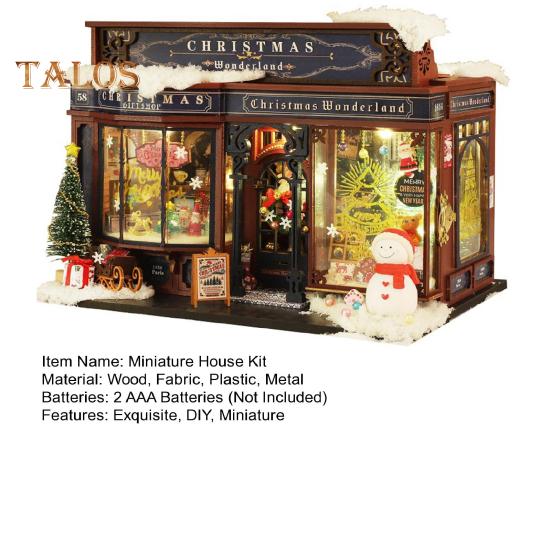 DIY Рождественский миниатюрный домик, светодиодный мини-дом, игрушка для творчества с мебелью, книжный уголок, игровая модель для дня рождения, рождественской ночи