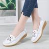 Summer Hollow Soft-Soled Leather Shoes for Middle-Aged and Elderly Women - Wedge Heel, Breathable Design
