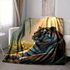 1pc Tiger Print Blanket Warm, Cozy, And Soft, Suitable for Sofas, Beds, Cars, And Office Use.Perfect for Camping And Travel, Making It a Great Gift fo