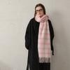 Designer Wool Blend Plaid Women's Scarf Autumn Winter Classical Simple Pink Plaid Muffler Casual Chic Warm Scarves Female Shawl