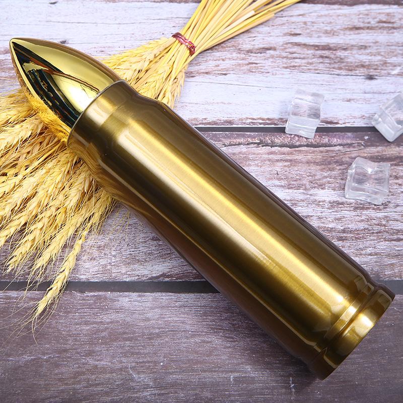 Термос 500 мл в форме пули Просторная бутылка для воды из нержавеющей стали Легкие вакуумные фляги Термокружка для кофе