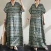 Женское летнее повседневное платье больших размеров 2025 года, базовое свободное винтажное длинное платье в полоску из льна, новое