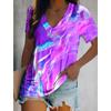 Женские летние топы Tie Dye Повседневные без рукавов с коротким рукавом с V-образным вырезом Обычные топы Ежедневный принт Цветные весенние футболки